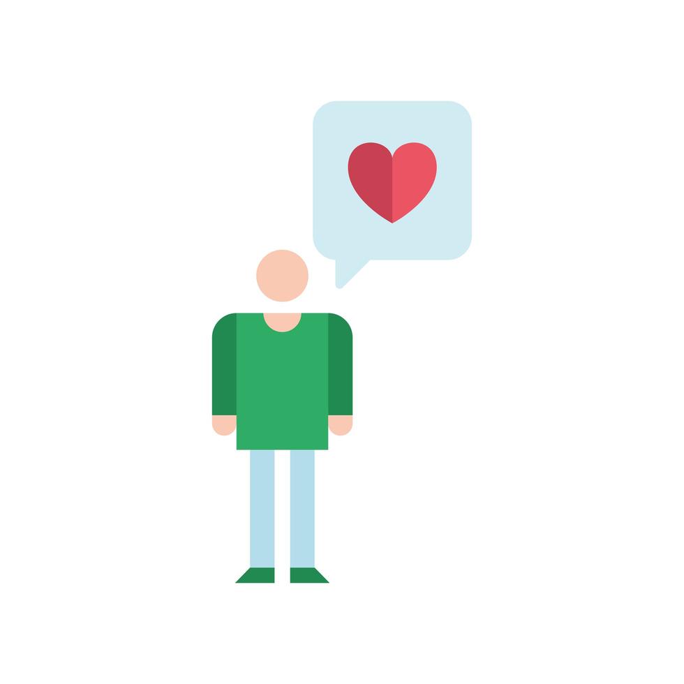 man with heart of love feeling in speech bubble vector