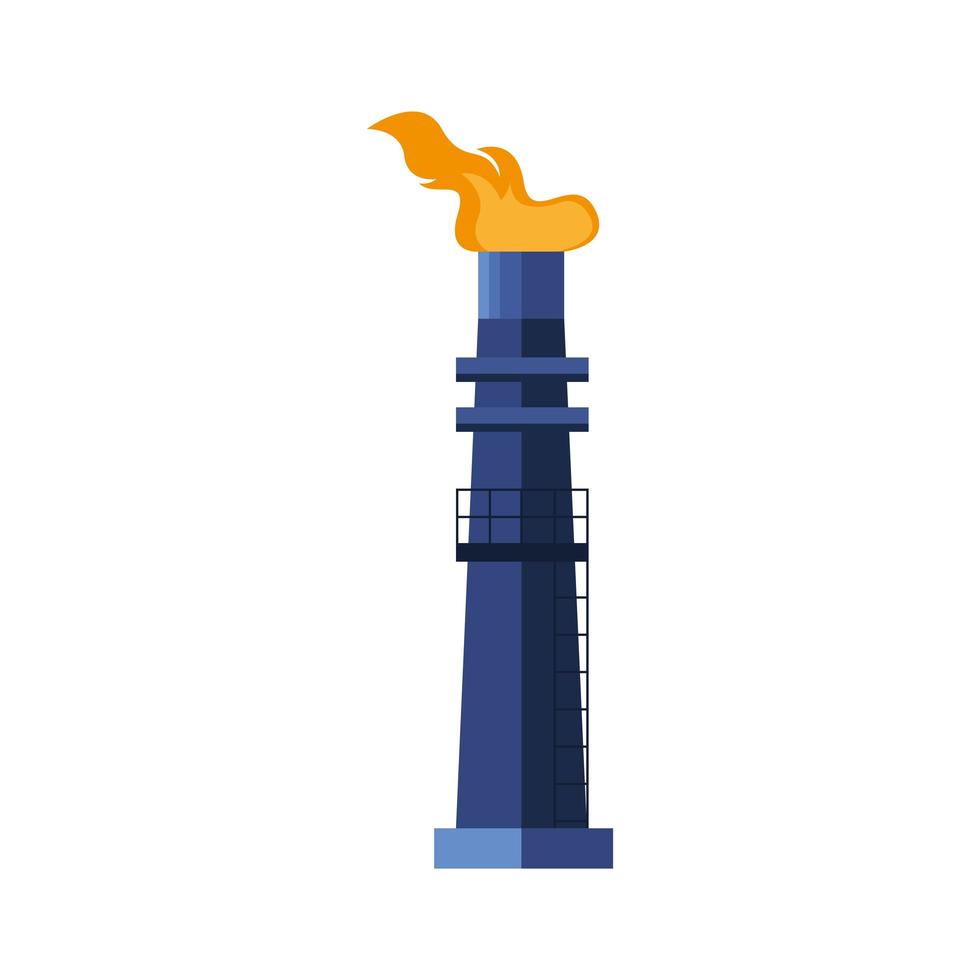 oil chimney on fire isolated icon vector