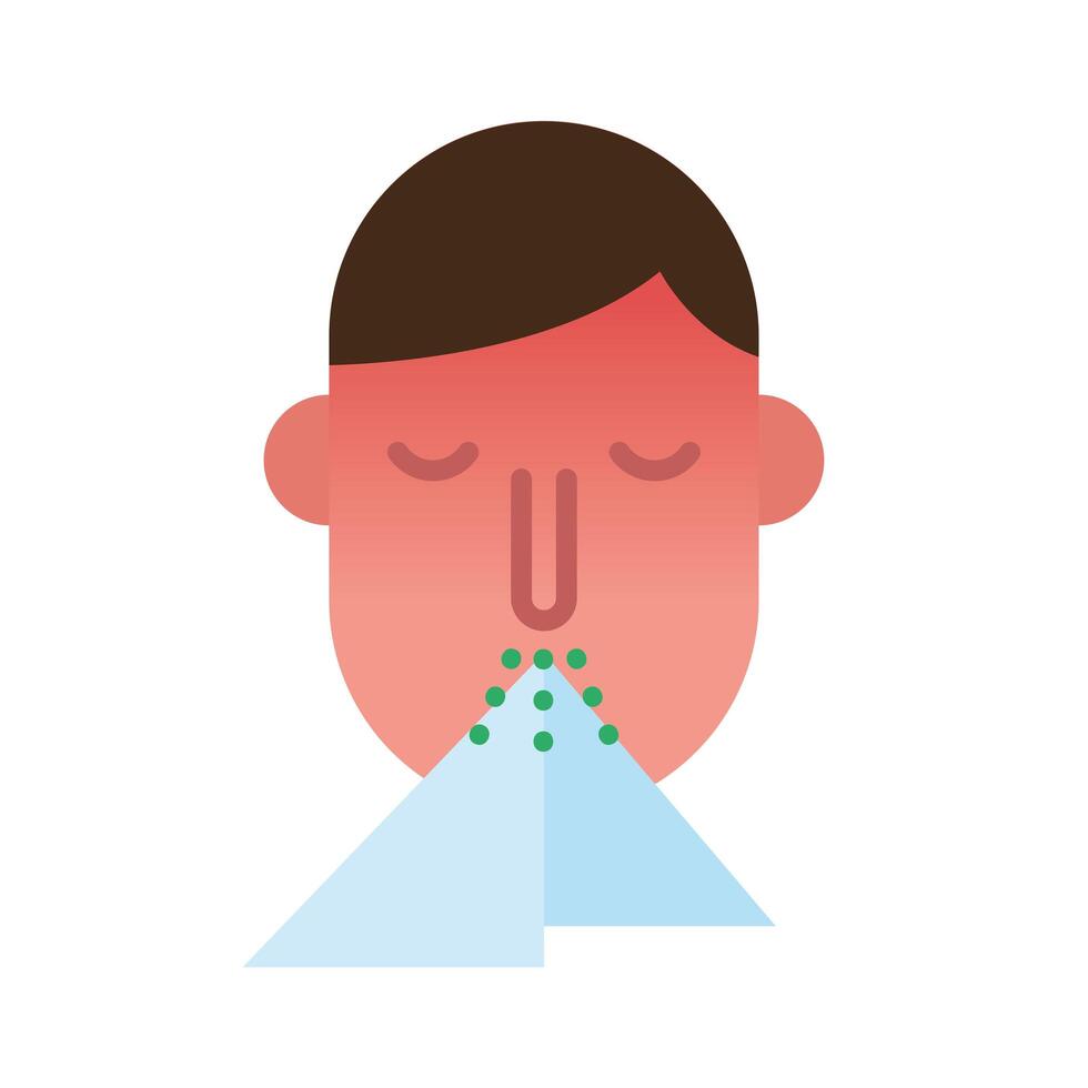 person sneezing flat style icon vector