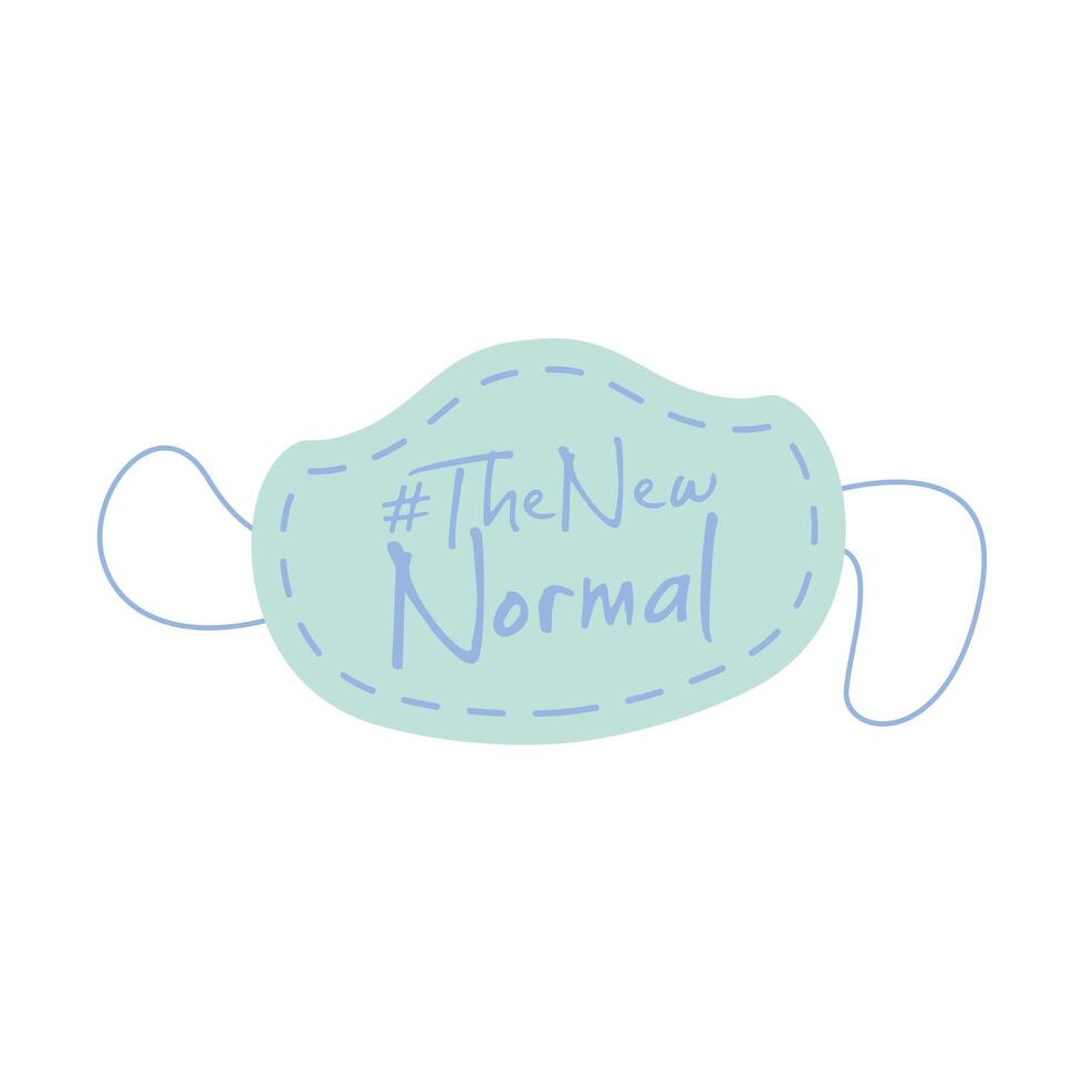 new normal lettering campaign in face mask hand made flat style vector