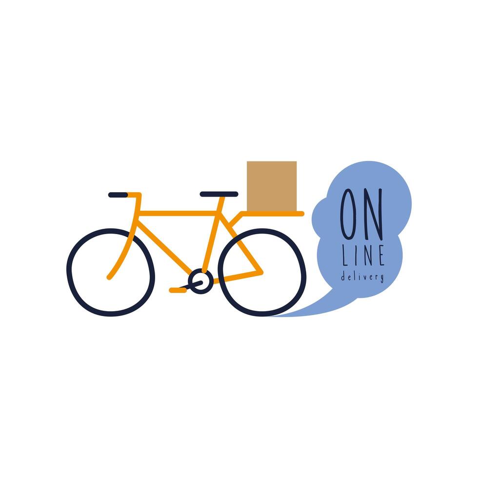 onflat delivery lettering campaign with bicycle flat style vector
