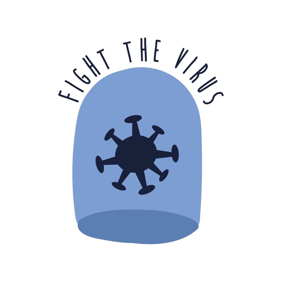 fight the virus lettering campaign with particle in dome flat style vector