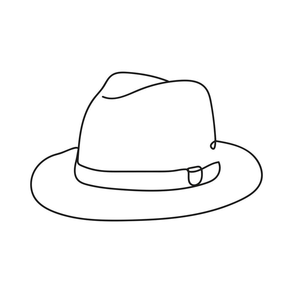 elegante sombrero masculino icono de estilo de una línea vector