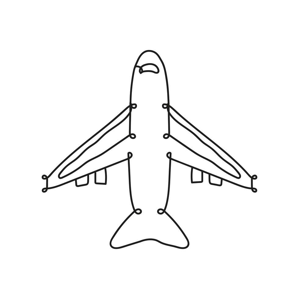 airplane flying one line style icon vector