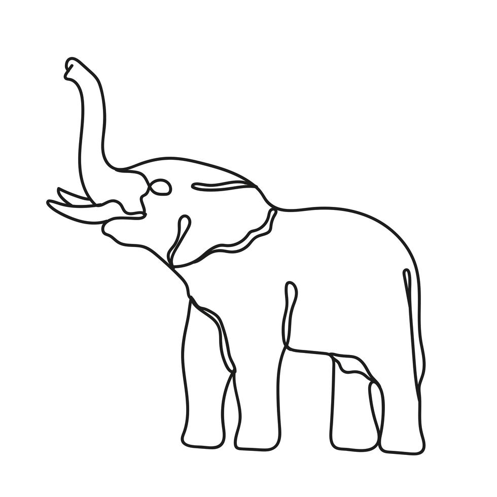 elephant wild animal one line style icon vector