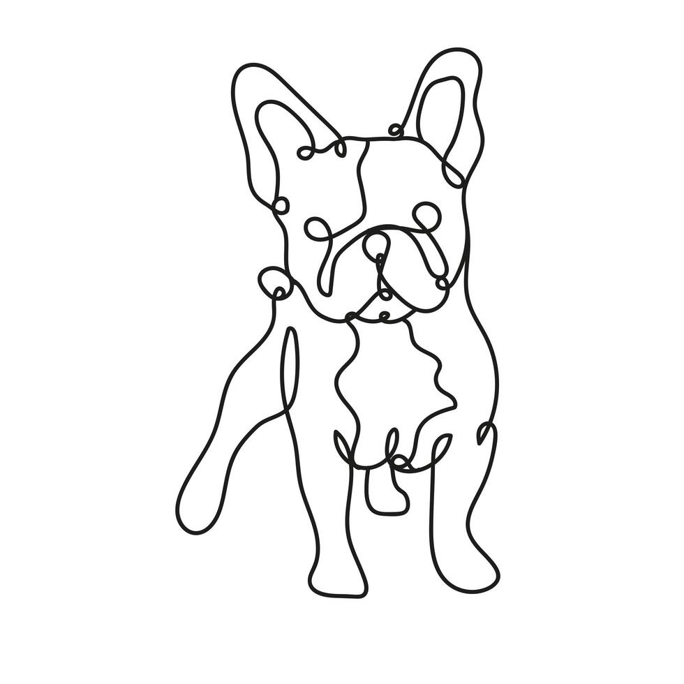 bulldog mascot one line style icon vector