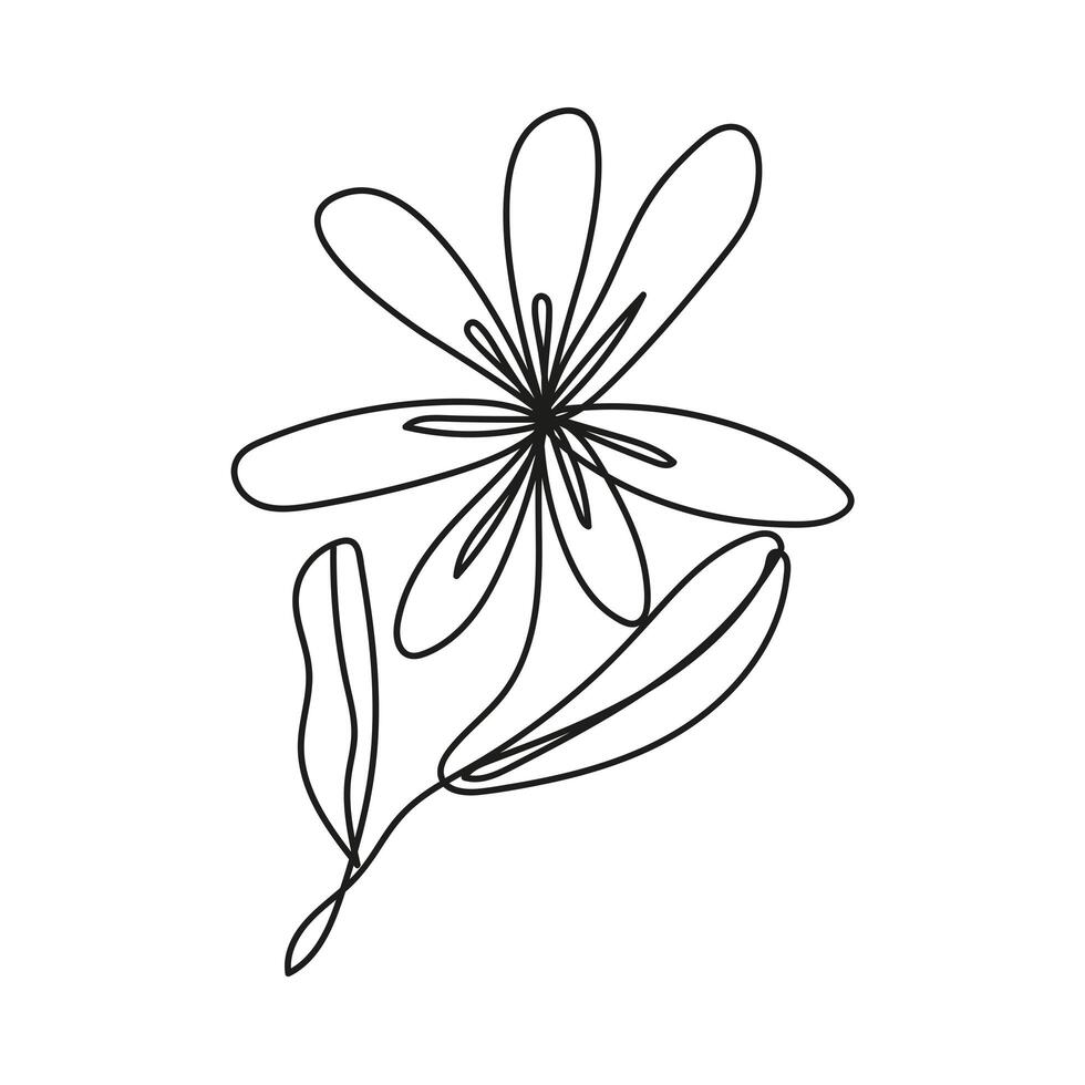 icono de estilo de una línea de planta de flor vector