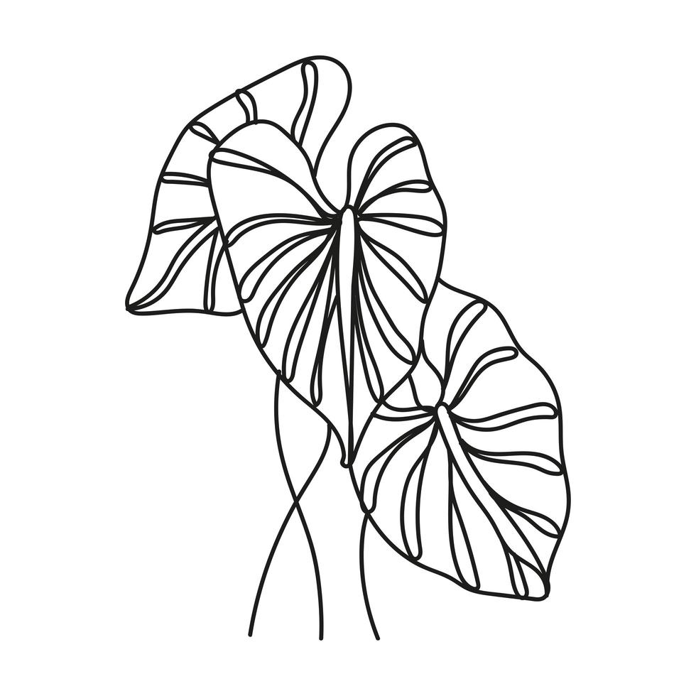 leafs plant one line style icon vector