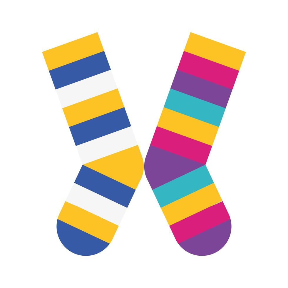 socks pair with colors stripes down symbol vector