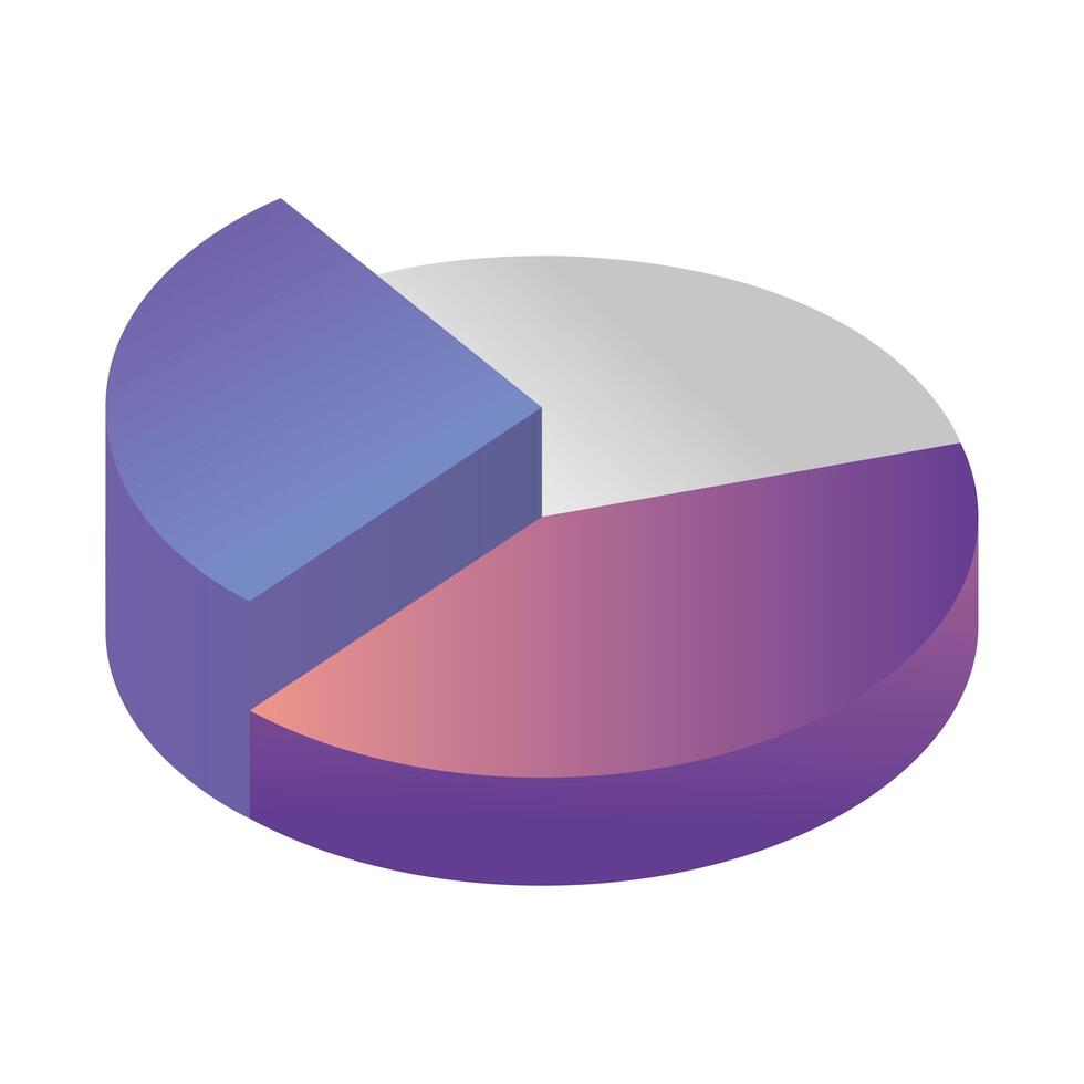 icono isométrico de infografía de tarta de estadísticas vector