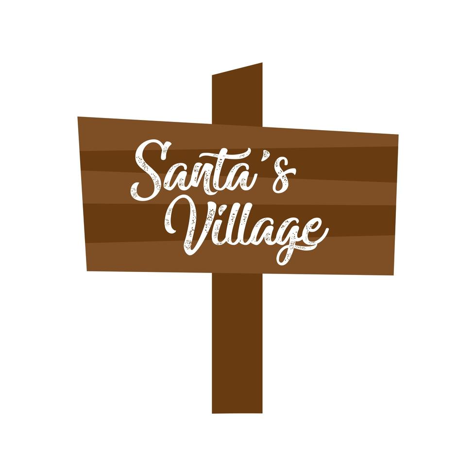 etiqueta de madera con letras de santa village vector