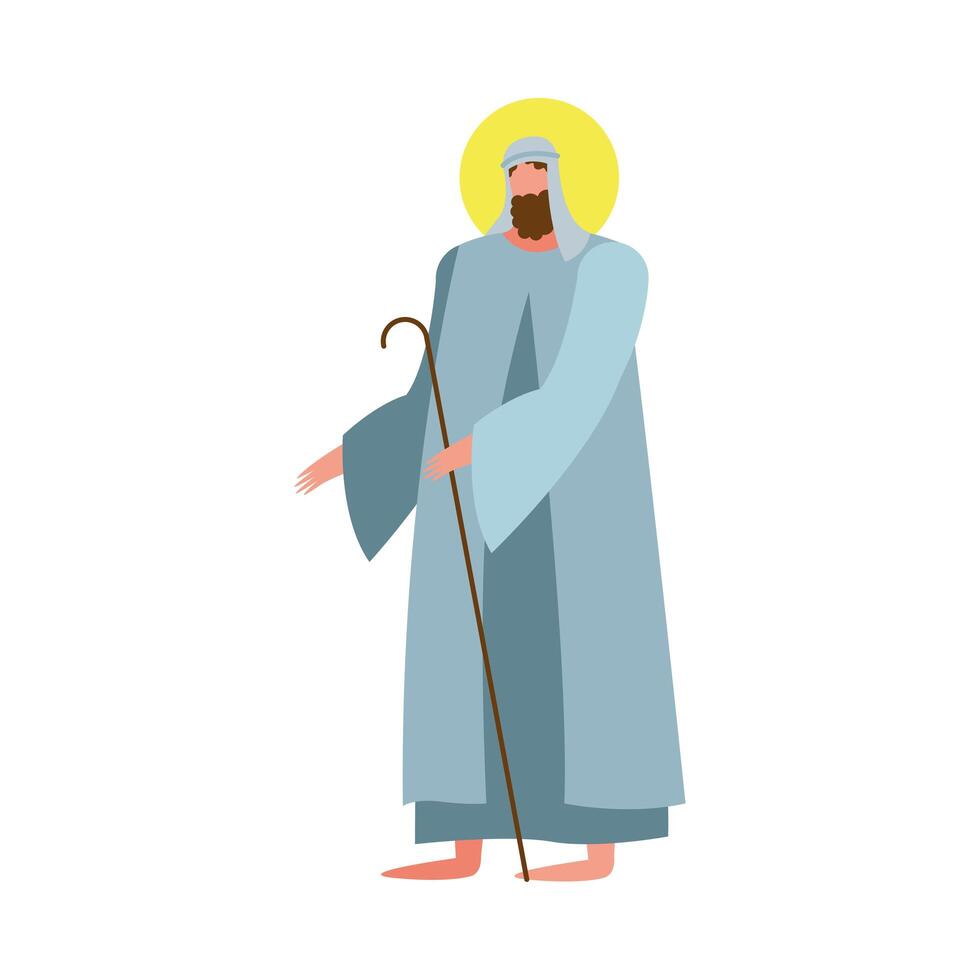 icono de personaje de san josé pesebre vector