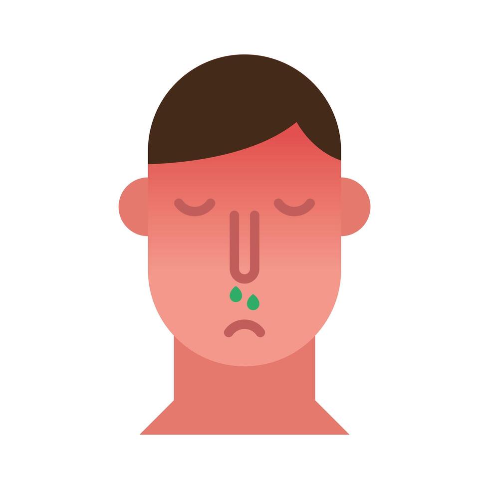 person with nose flu flat style icon vector