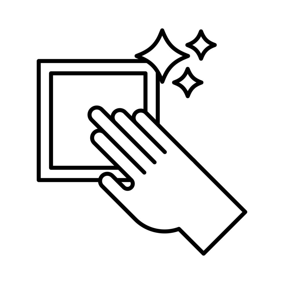 hand cleaning surface line style icon vector