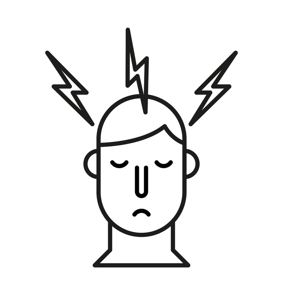 person with headache covid19 symptom line style icon vector