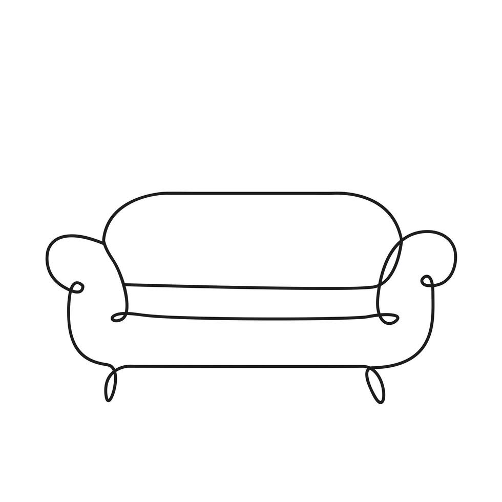 sofa livingroom forniture one line style icon vector