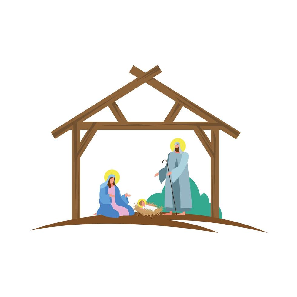 holy family mangers characters in stable scene vector