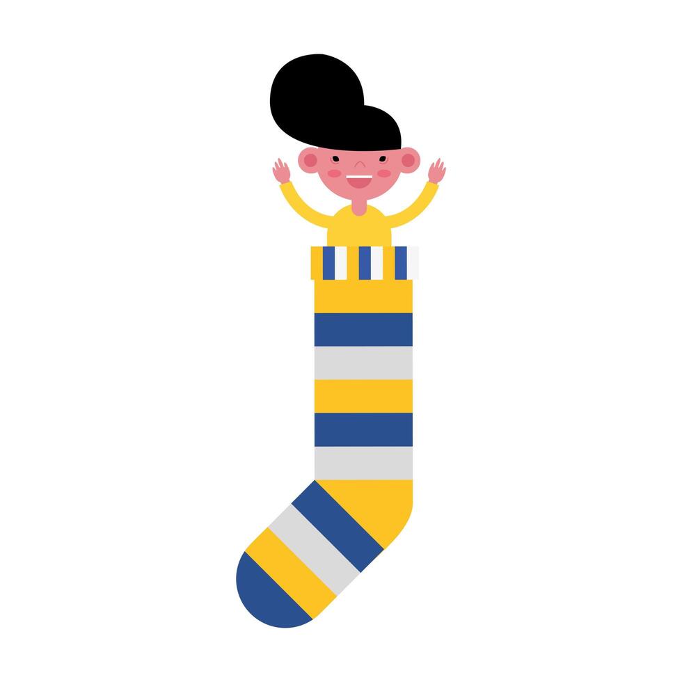 boy in sock with colors stripes down symbol vector