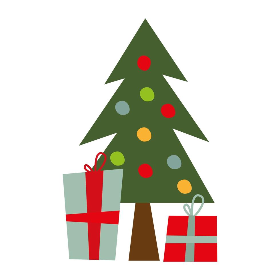 pino de navidad con regalos vector