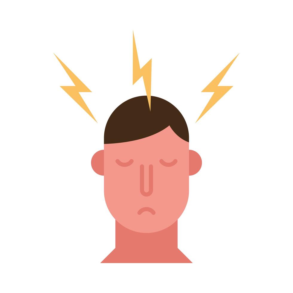 person with headache covid19 symptom flat style icon vector