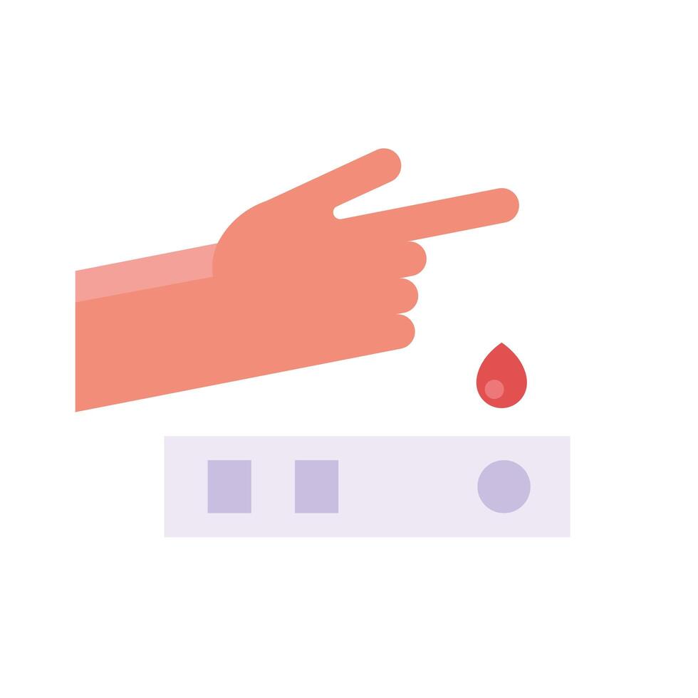 finger with blood drop and test flat style icon vector