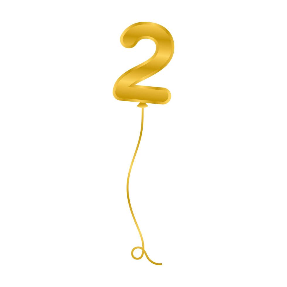 golden balloon helium number two floating vector