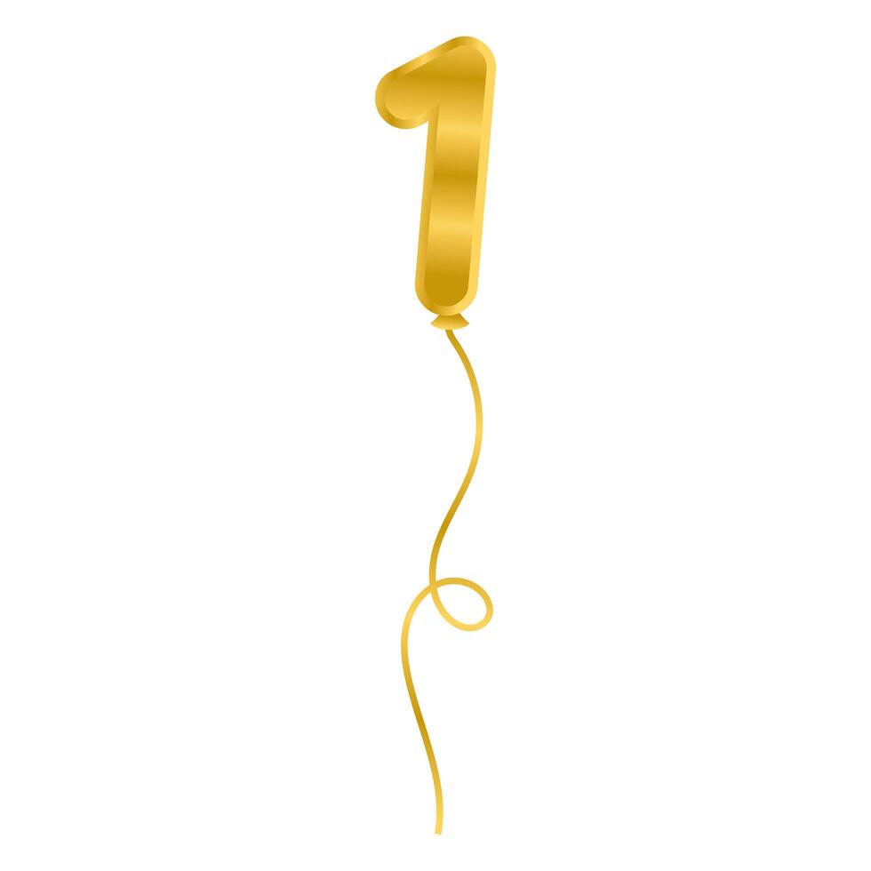 golden balloon helium number one floating vector