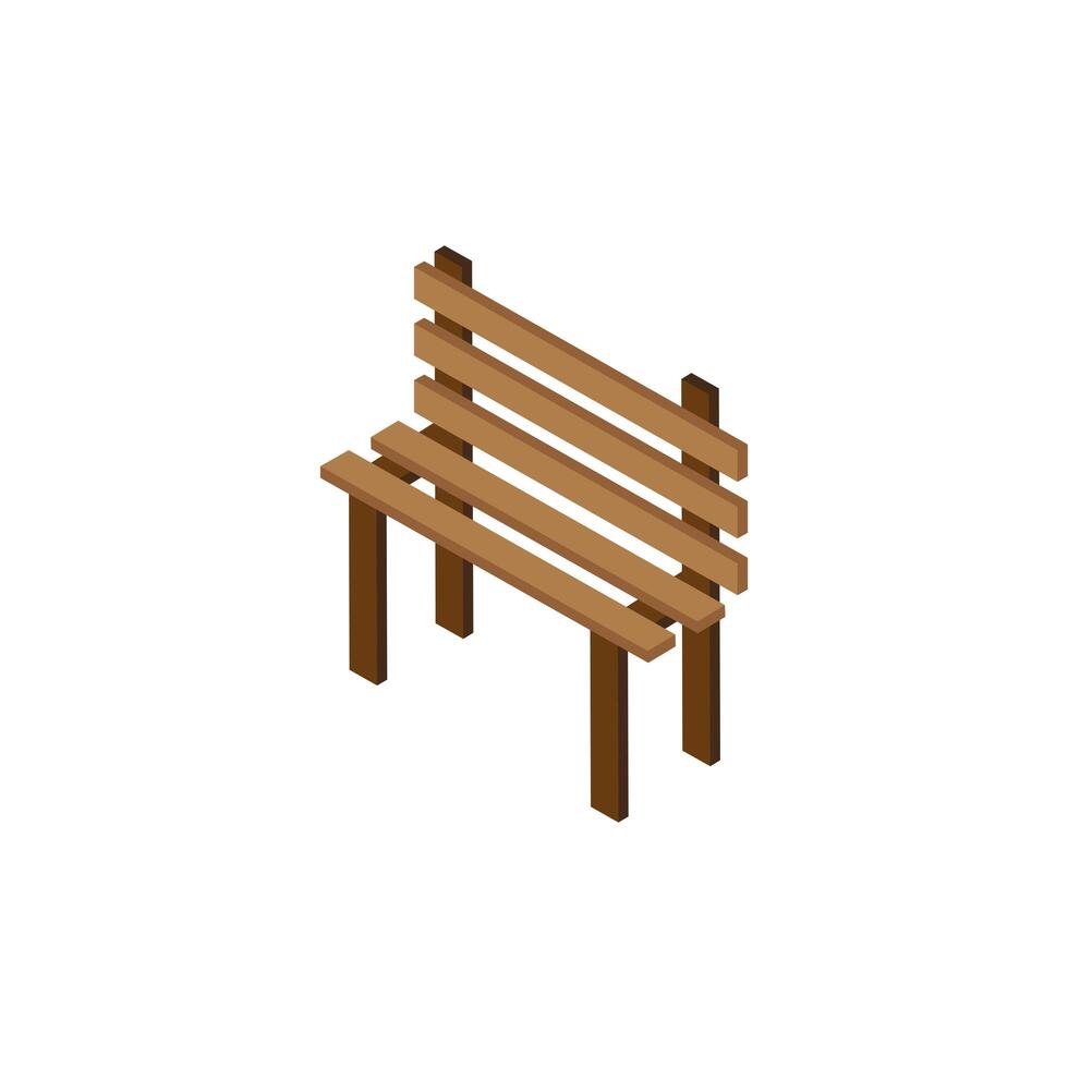 wooden bench park Isometric style icon vector