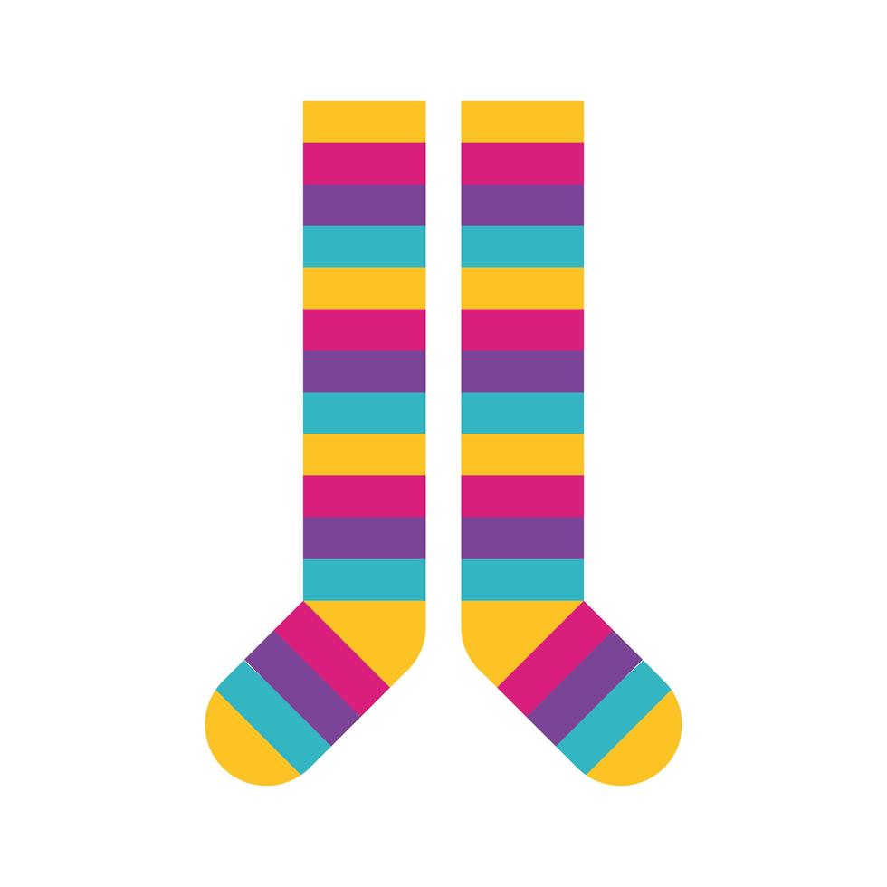 par de calcetines con rayas de colores hacia abajo símbolo vector