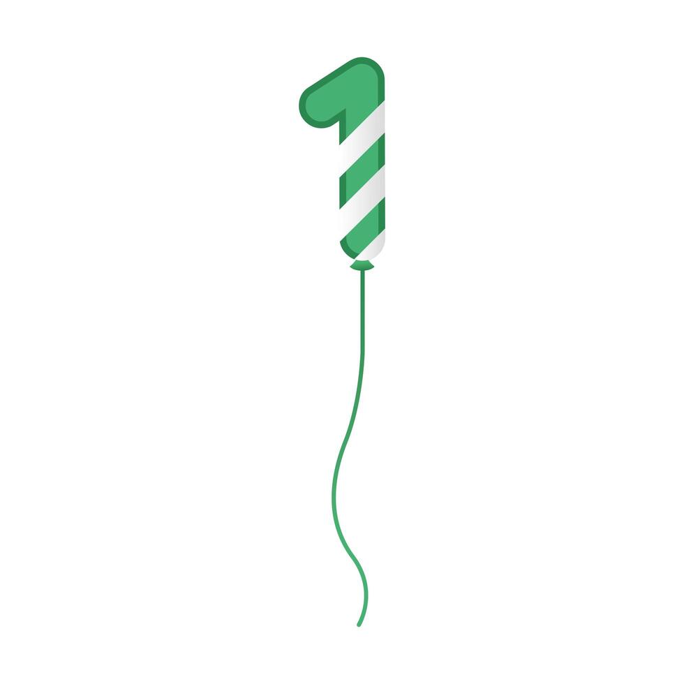 balloon helium number one with stripes floating vector