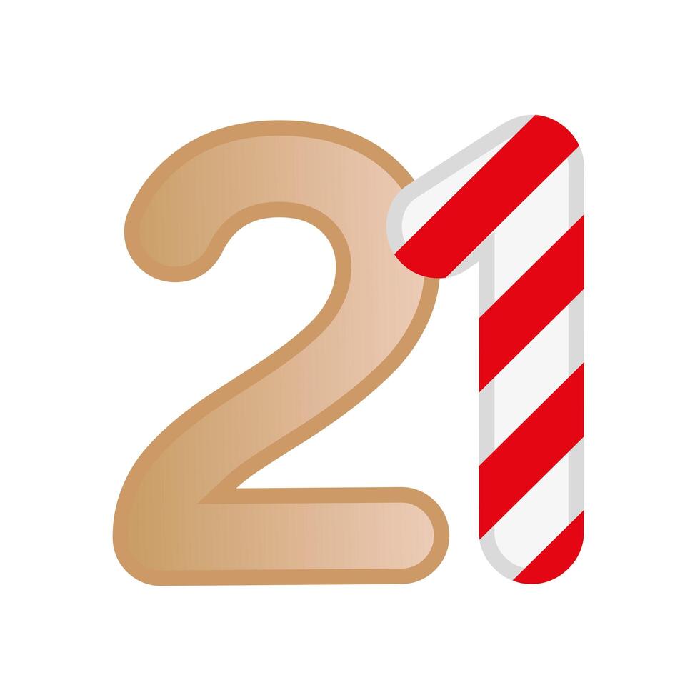 christmas number twenty one decoration vector