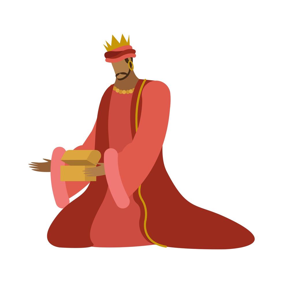 wise men with gift manger character vector
