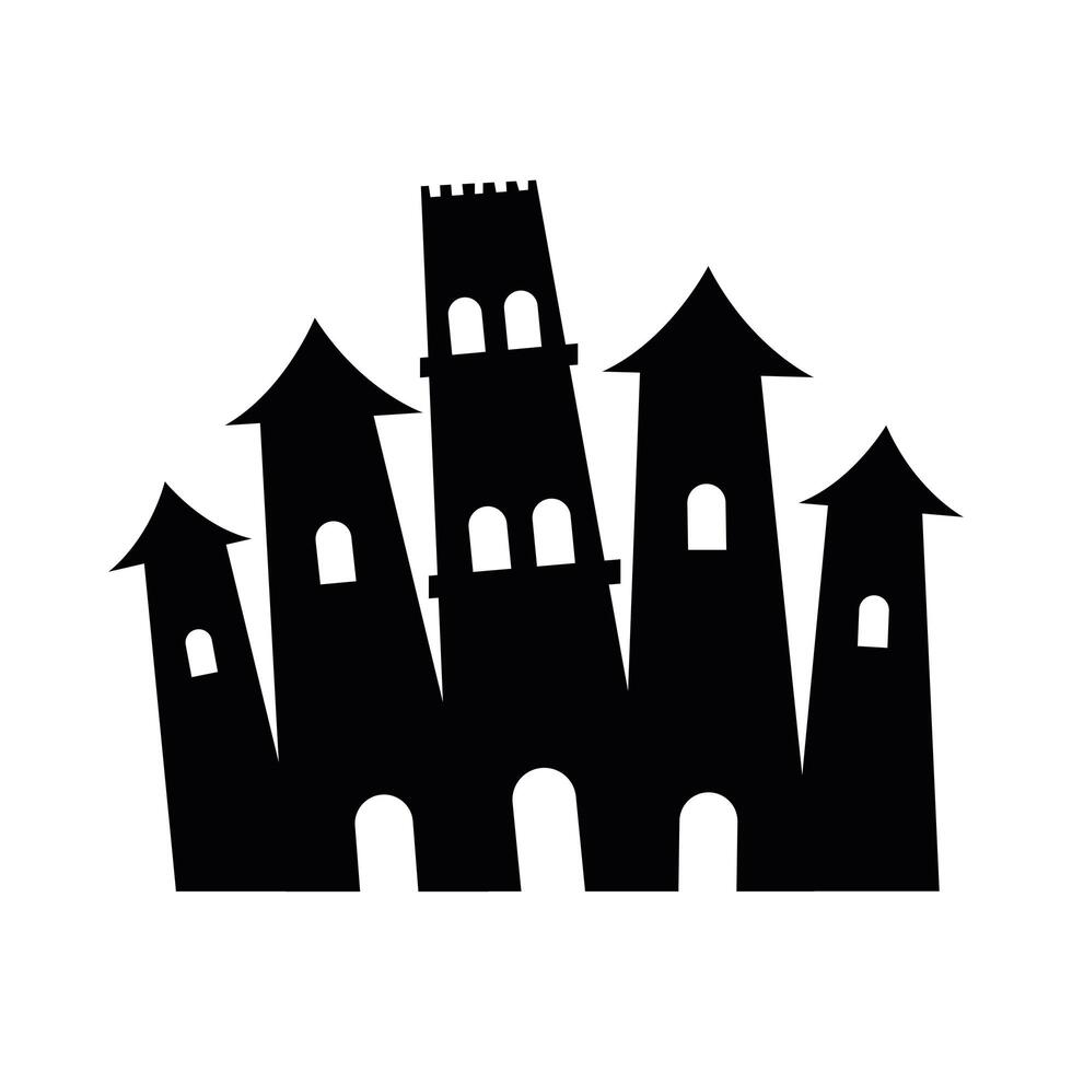 halloween haunted castle silhouette icon vector