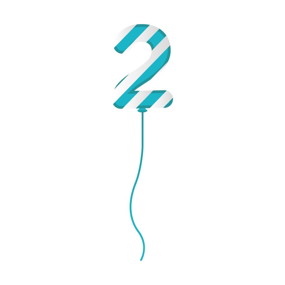 balloon helium number two with stripes floating vector