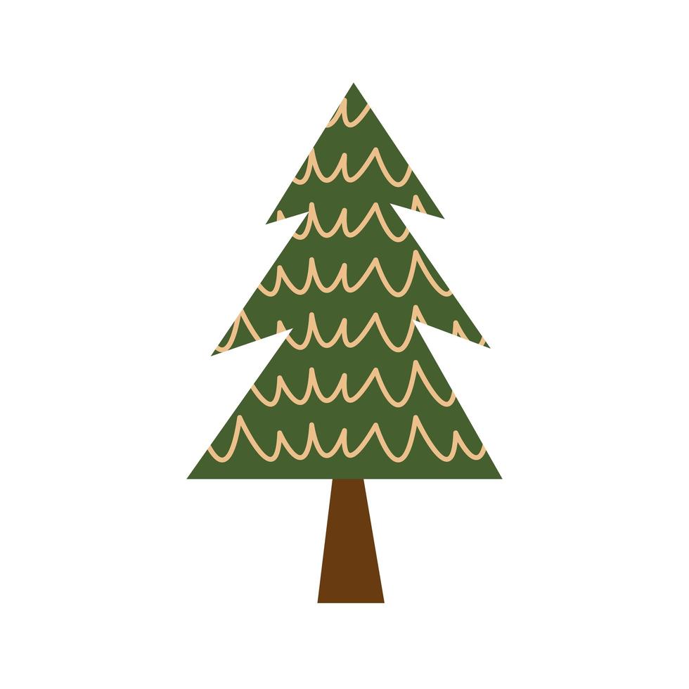 happy merry christmas pine tree vector