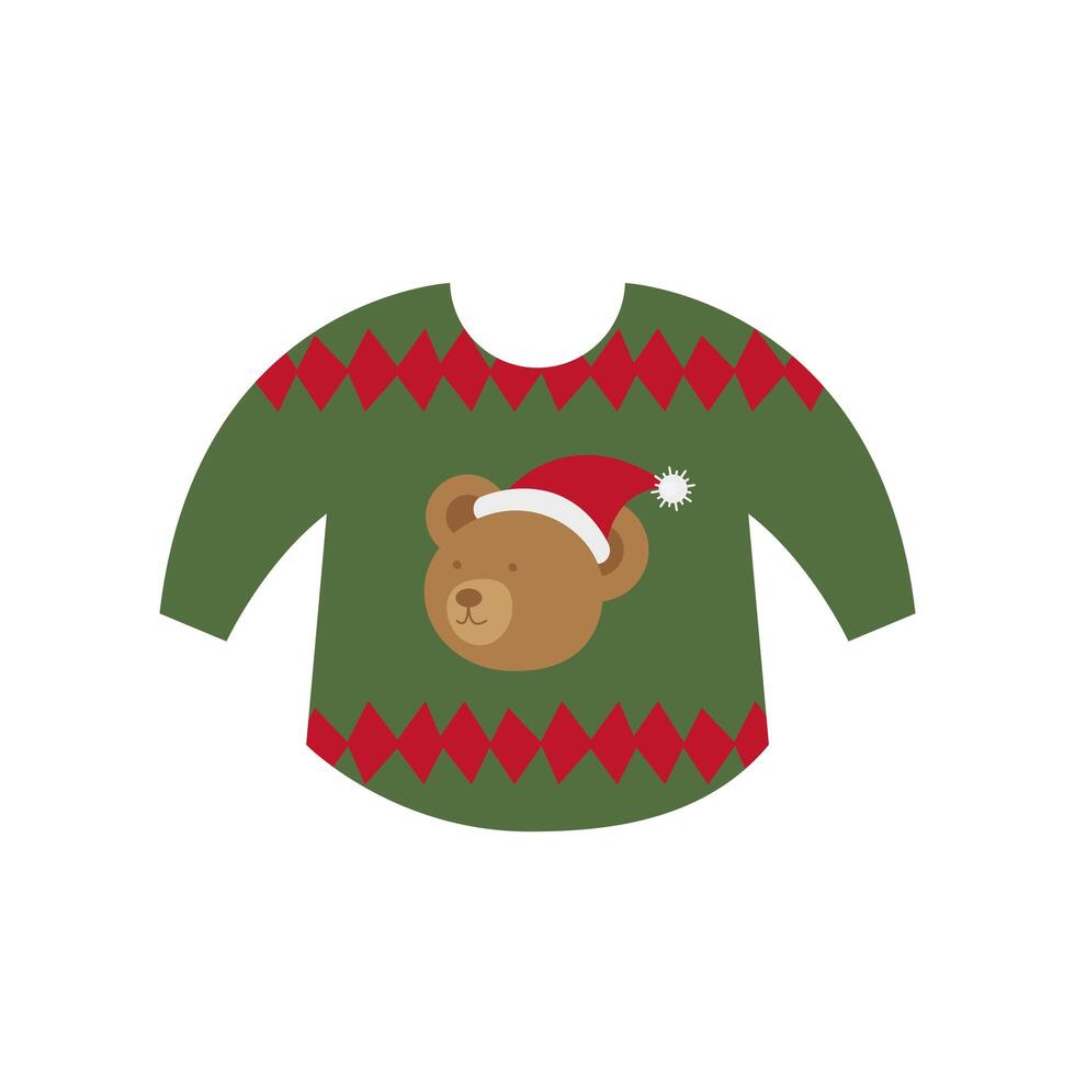 happy merry christmas wool coat with bear vector