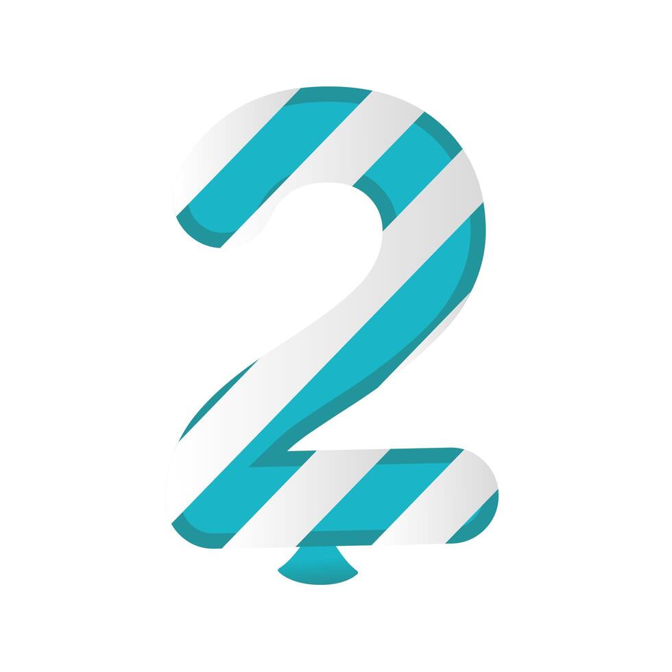 balloon helium number two with stripes floating vector