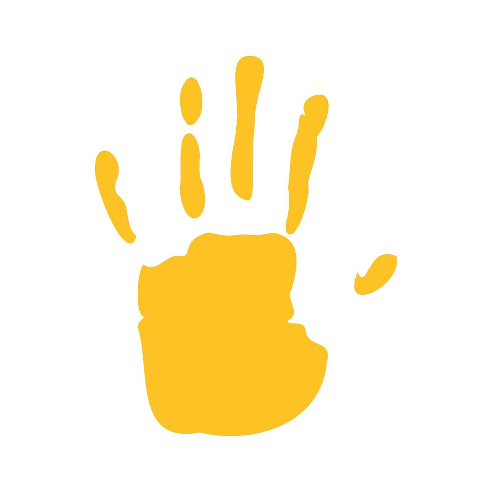 hand print paint color yellow vector