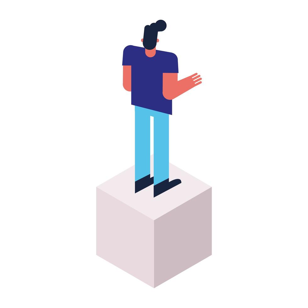 young man isometric avatar character vector