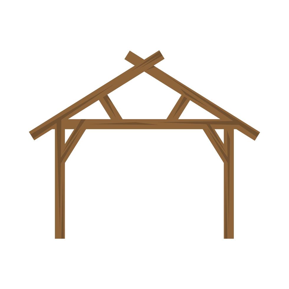 wooden stable manger isolated icon vector