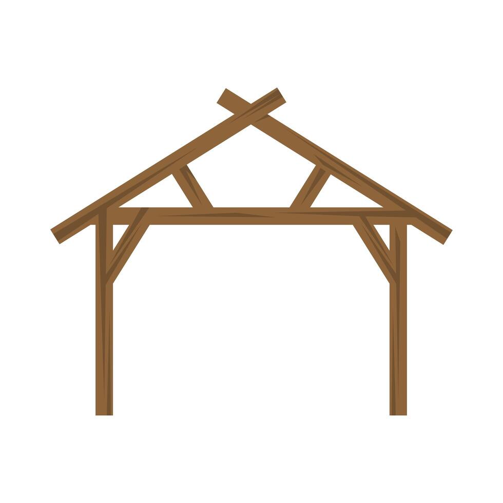wooden stable manger isolated icon vector