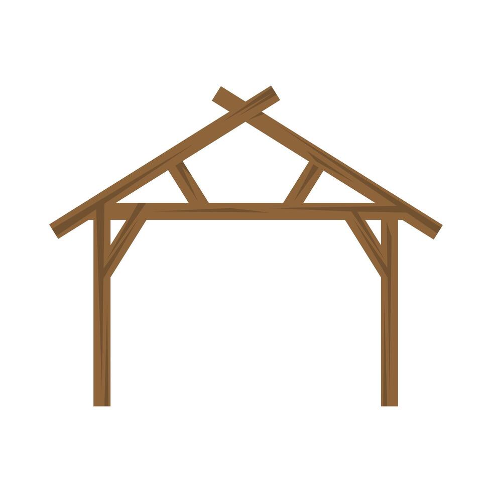 wooden stable manger isolated icon vector