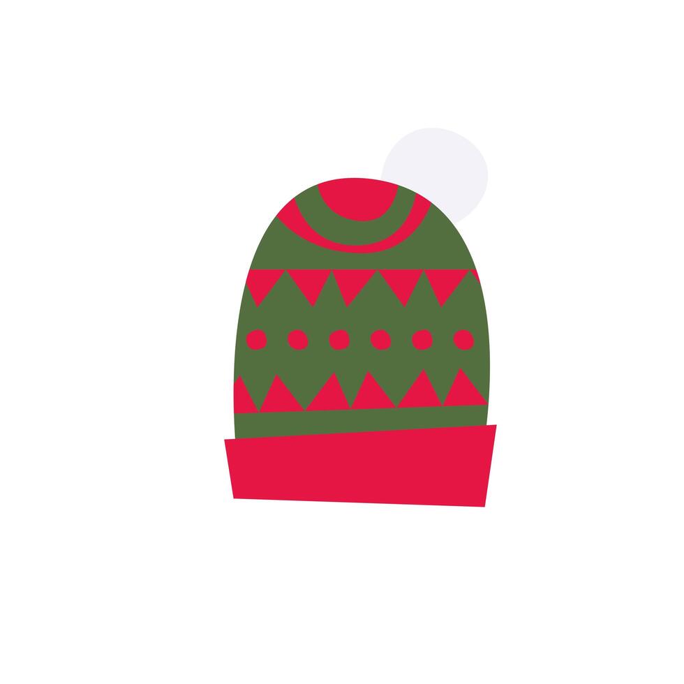 happy merry christmas wool hat vector