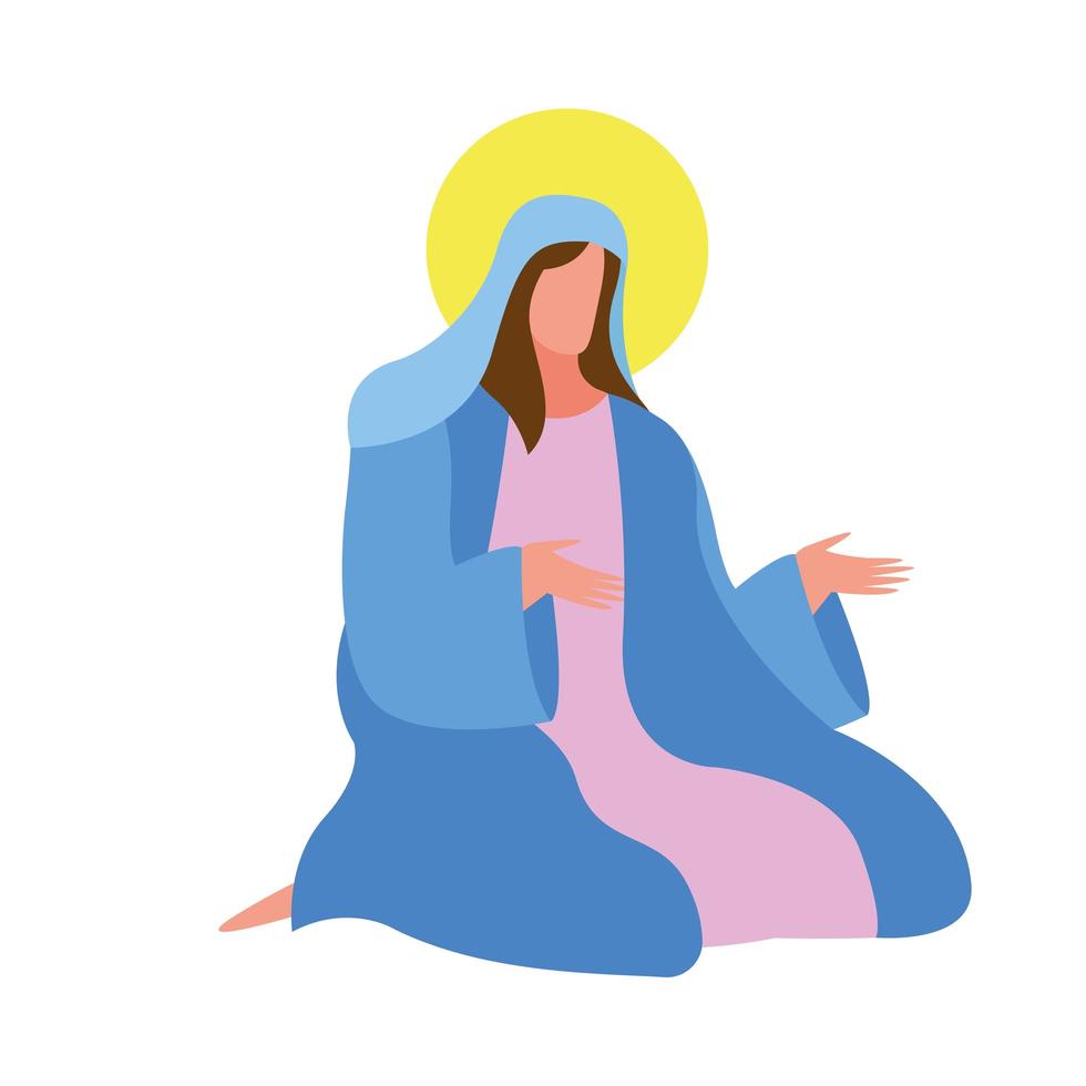 mary virgin manger character icon vector