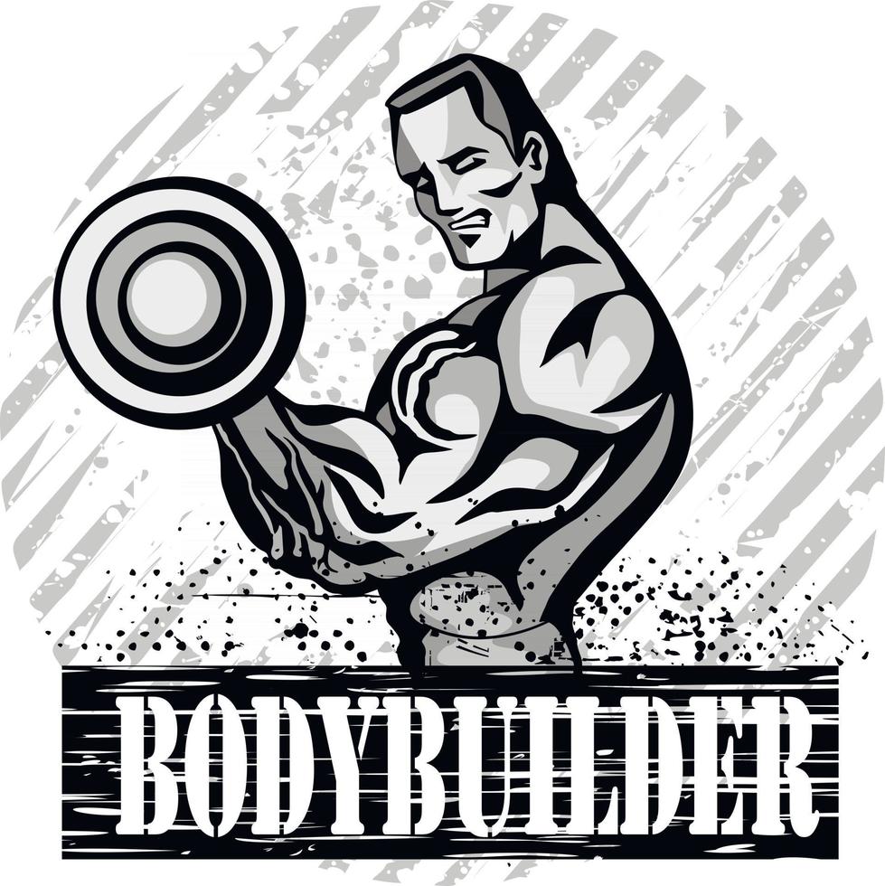 motivational t shirt design with bodybuilder vector