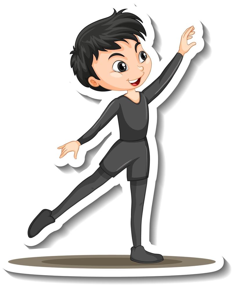 Sticker design with a ballerina boy cartoon character vector