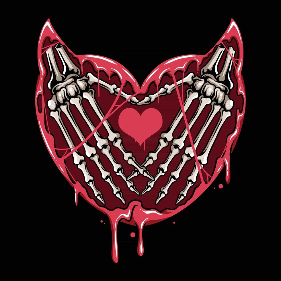 the hand of the devil's skull and heart, and the dripping and tearing blood vector