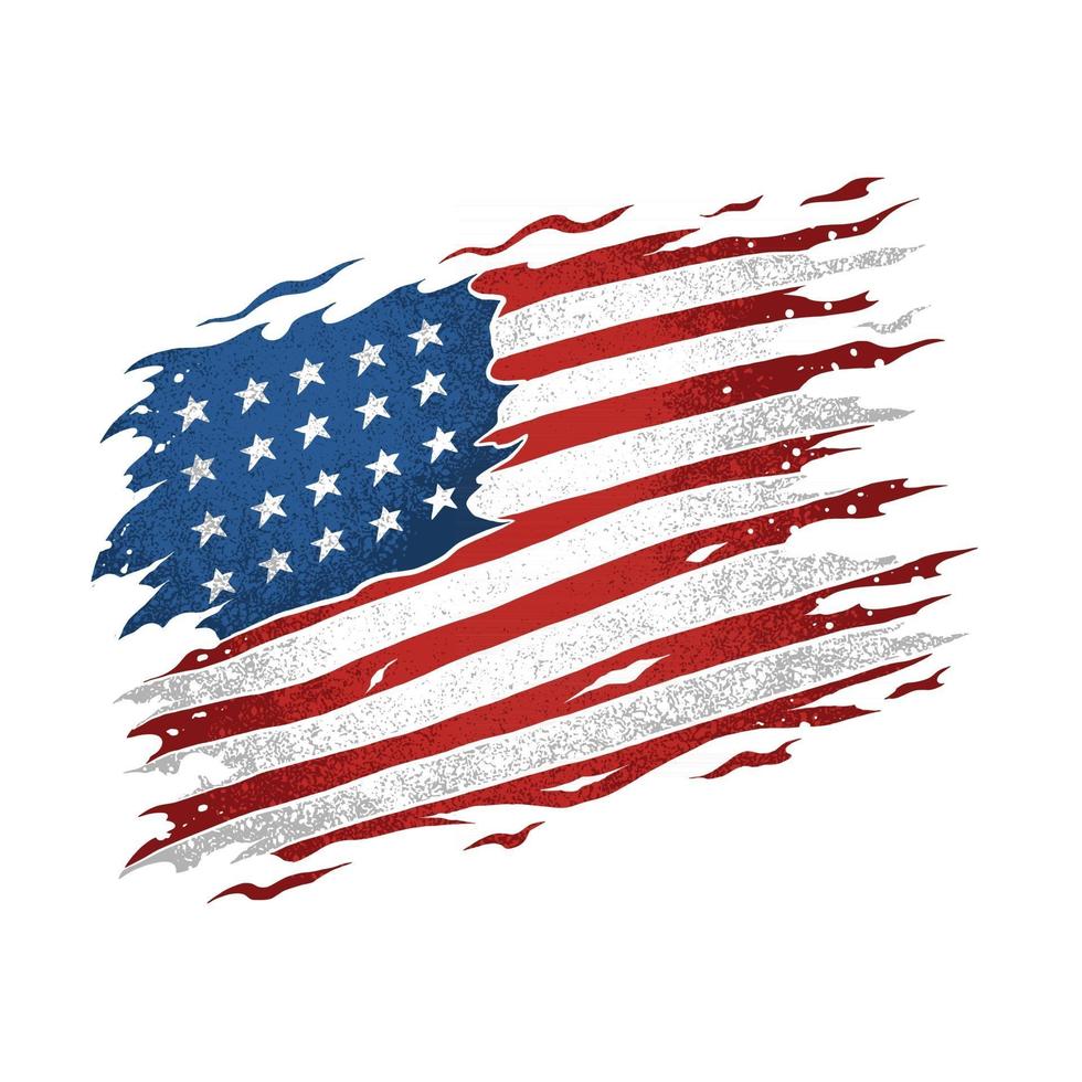 la bandera americana de los estados unidos está rasgada y se ve muy bien vector