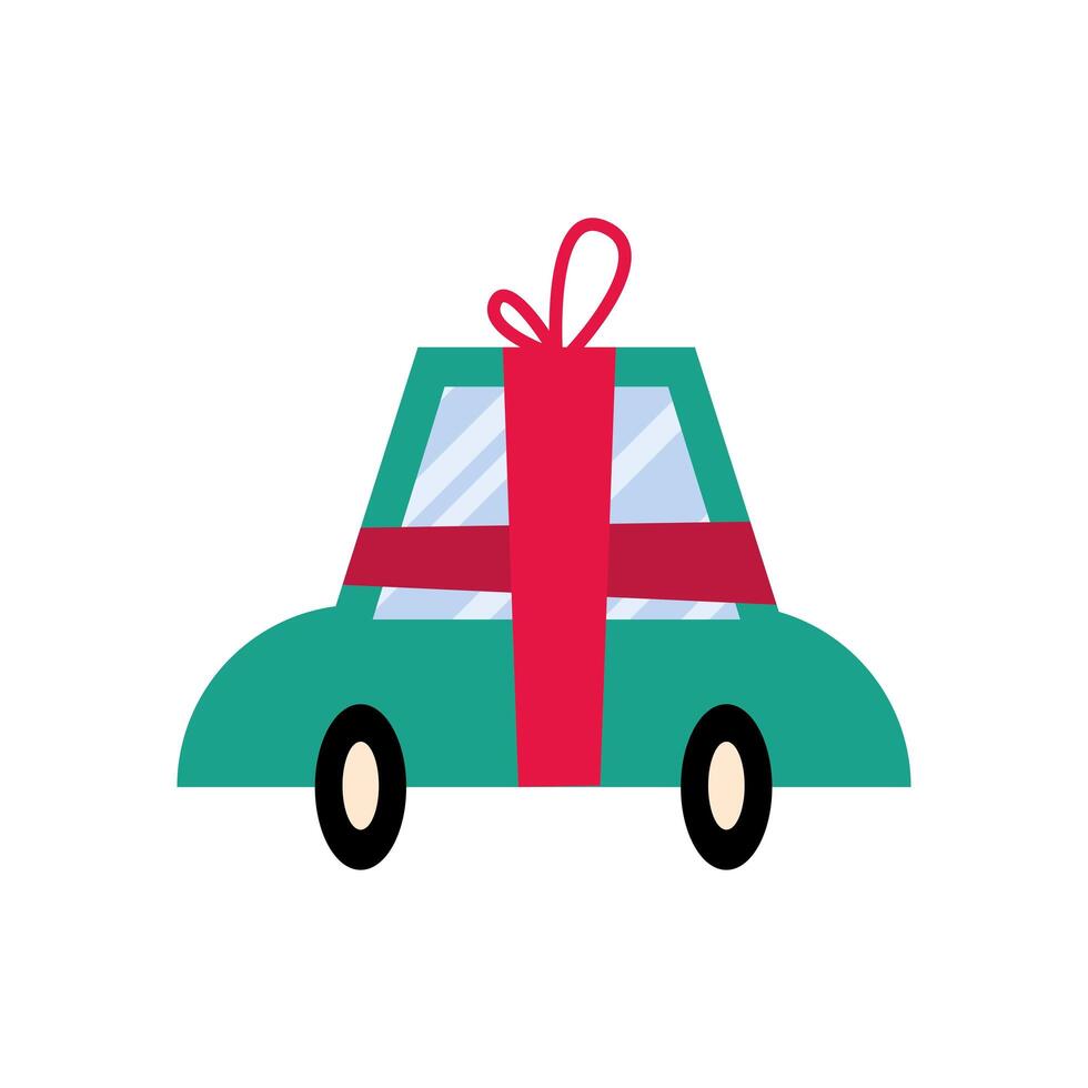 happy merry christmas car with bow vector