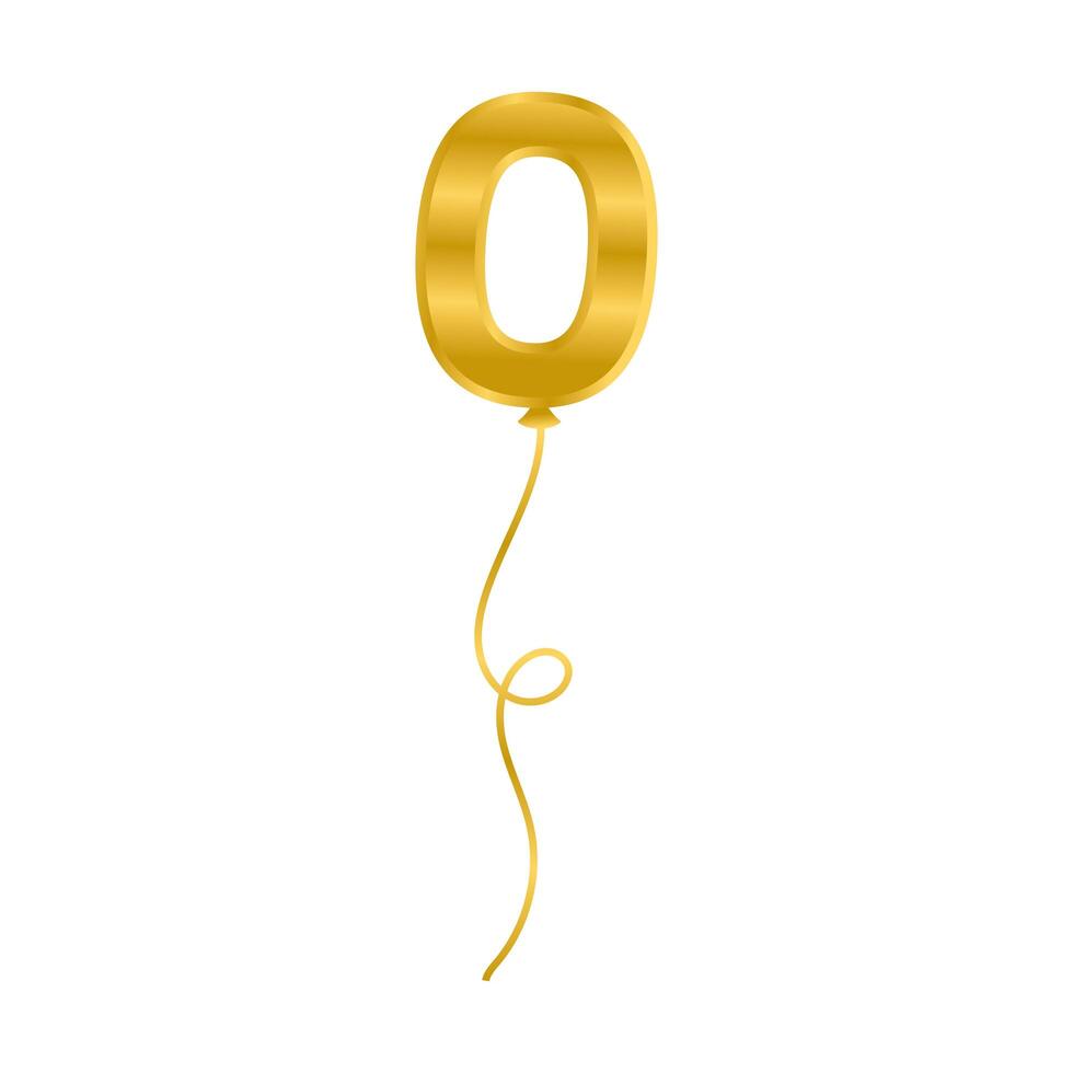 balloon helium golden with number zero floating vector